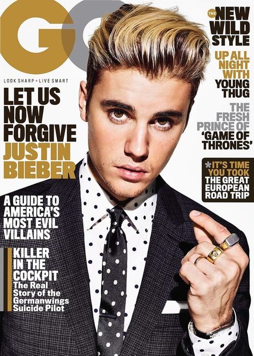 Trên trang bìa GQ ấn phẩm mới nhất, Justin Bieber gây bất ngờ khi đóng bộ suit, để râu lởm chởm, biểu cảm như một quý ông trẻ. Đây là diện mạo “trang trọng” hiếm thấy ở nam ca sĩ 21 tuổi. Bộ suit mà Justin diện thuộc thiết kế của Burberry có giá 2870 USD.
