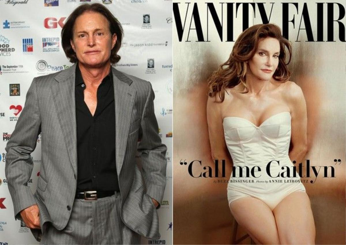 Bruce Jenner - bố dượng chuyển giới của Kim Kardashian là cái tên được nhắc đến nhiều nhất trong năm 2015 khi công khai giới tính mới với cái tên Caitlyn Jenner. Cựu vận động viên điền kinh kiêm ngôi sao truyền hình từng trải qua 3 đời vợ, ở tuổi 66, Bruce quyết tâm thực hiện ước muốn từ những ngày còn trẻ. Trên ấn phẩm Vanity Fair số tháng 7/2015, Bruce xuất hiện với hình hài phụ nữ. Cuộc sống mới được Caitlyn chia sẻ trong series phim truyền hình I Am Cait. 