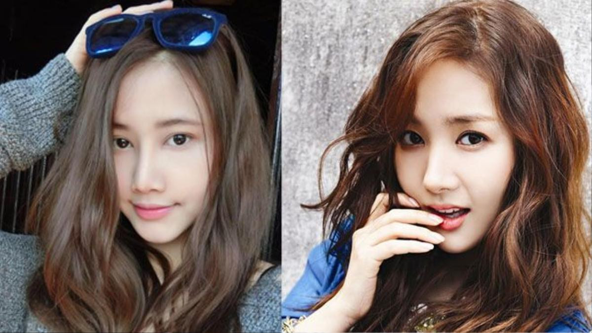 Với mái tóc xoăn nâu uốn nhẹ trông hai cô hàng cực kỳ lém lỉnh, Park Min Young có phần sắc nét hơn.