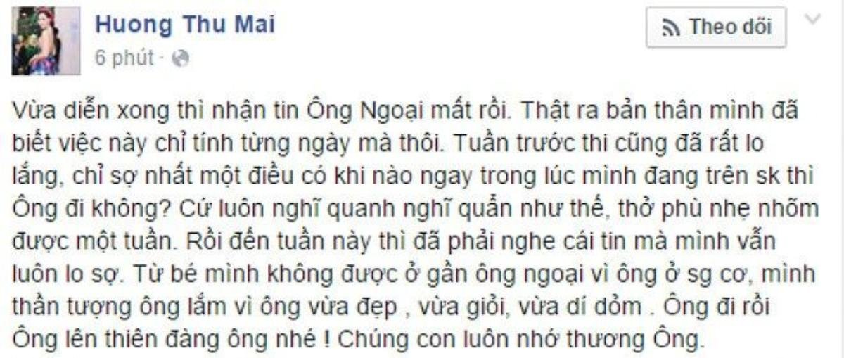 Status thông báo tin buồn của Maya.